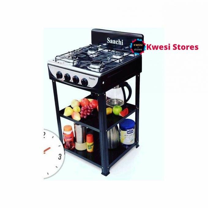 1-2021-10-31t16333439338722712735258.jpg Saachi 4 Burner Gas Stove With Shelves-Black - Image 1