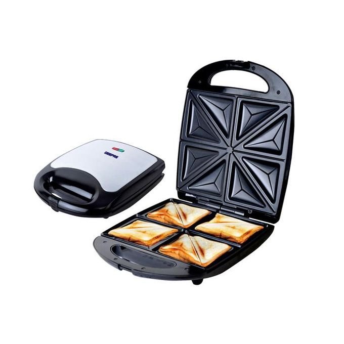 1-2023-02-08t131318.971.jpg Geepas 4 Slice Sandwich Maker - Silver & Black | GST5391 | Geepas - Image 1