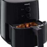 PHILIPS Air Fryer HD9200/90, uses up to 90% less fat, 1400W, 4.1 Liter, with Rapid Air Technology (Black), Large