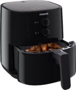 PHILIPS Air Fryer HD9200/90, uses up to 90% less fat, 1400W, 4.1 Liter, with Rapid Air Technology (Black), Large