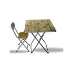 Work Station Folding Reading Table with Chair - Brown