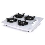 Luxell 4 Burner Glass Gas Cooker Stove Table top-Built-in, White