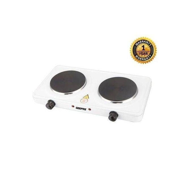 128129281129-1.jpg Geepas Electric Double Hot plate 2000W - White - Image 1