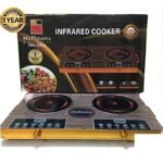 Hoffmans 2 Burner Infrared Cooker Hot Plate Stove - Black, Brown - Image 2
