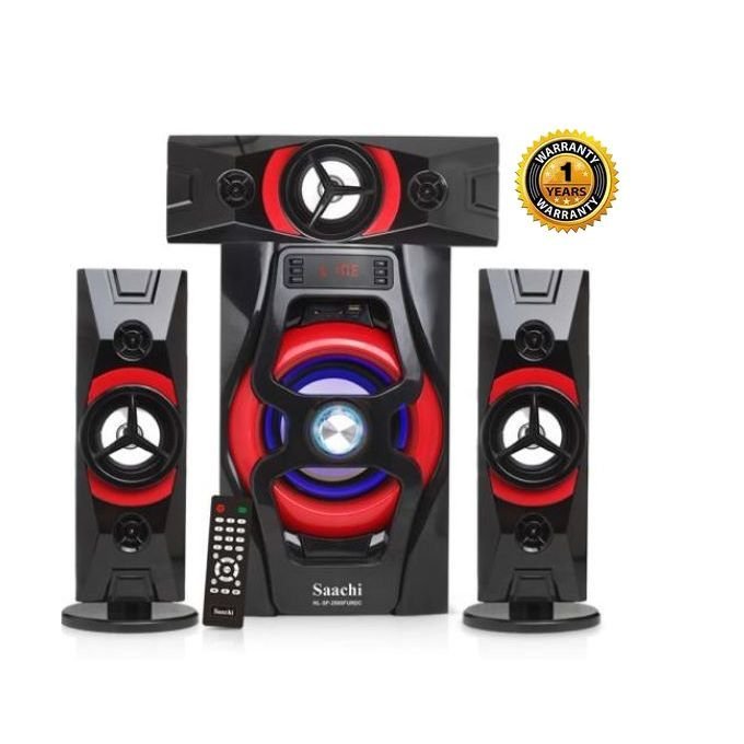 12832928429.jpg Saachi 3.1 Channel FM/SD Multi-Media Bluetooth Speaker System - Black,Red - Image 1