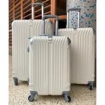 3-Piece Waterproof Cream Suitcase Set - Stylish Travel Luggage