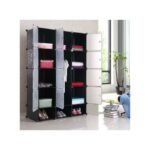 Plastic Frame Portable Wardrobe - Black, Not Assemble - Image 2