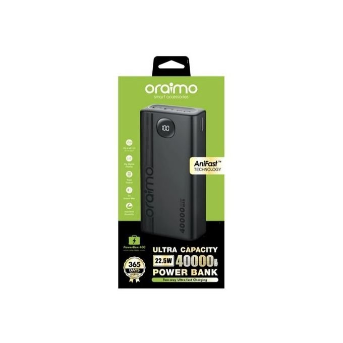 1287829.jpg Oraimo 40000mAh 22.5W QC3 Two Way Fast Charging Power Bank -Black - Image 1