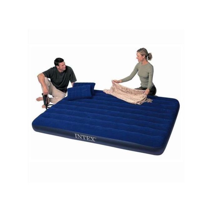 1289329-1.jpg Intex 4x6 Double Air Bed Inflatable Camping Mattress - Navy Blue | Perfect for Camping & Outdoor Adventures - Image 1