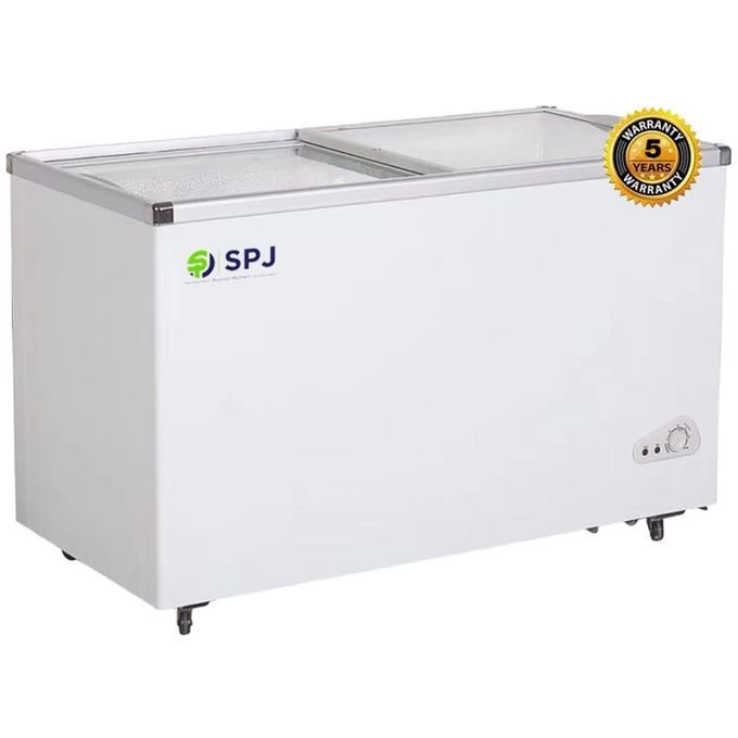 1289829-1.jpg SPJ 445 Litres Chest Freezer Flat Glass Top - White - Image 1