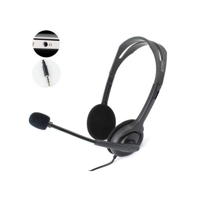 228129282929.jpg Logitec H111 Headsets With Rotating Mic, - Black - Image 1