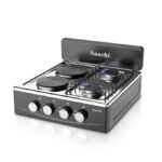 Saachi 2 Gas + 2 Electric Hot Plates Stainless Steel Table Top - Black - Image 3