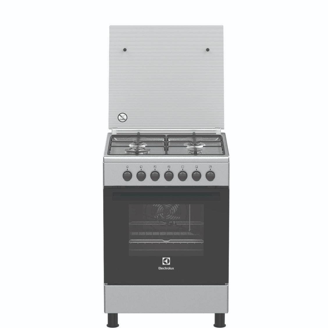 4-e16914373046951003707195642443228.jpg Electrolux 60x60cm Cooker; 4 Gas Burners, Electric Oven and Grill, Rotisserie, Auto Safety, Oven Fan, Stainless Steel, EKK6400Z9X - Image 1