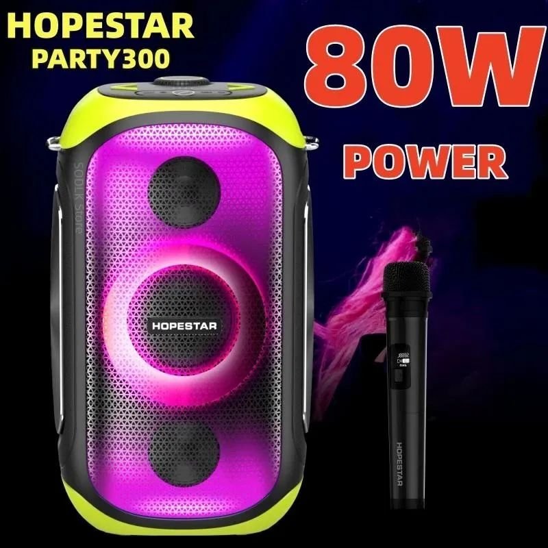 41c58f1d-94e0-4c2e-a647-569f8cfa35328996520494164138062.jpg Speakers HOPESTAR PARTY 300 80W High Power Speaker Outdoor Wireless Column RGB Light Karaoke Sound Box Subwoofer caixa de som Bluetooth - Image 1