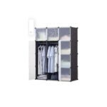 Plastic Frame Portable Wardrobe - Black, Not Assemble - Image 2