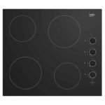 Beko 60cm Vitro ceramic Hob, HCC64103; 4 Vitroceramic Plates, Side Knob Control, Black Glass