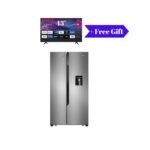Hisense 670L Side by Side Fridge With Dispenser, Inox | RC-67WS4SB1 + Free hisense 43 inch FHD smart tv