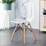 Modern transparent chair with wooden legs