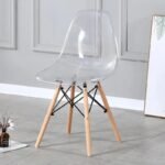 Modern transparent chair with wooden legs - Image 2