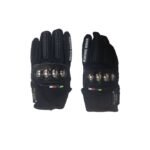 Motorcycle Full Finger Metal Knuckles Sport Gloves - Black - Image 2
